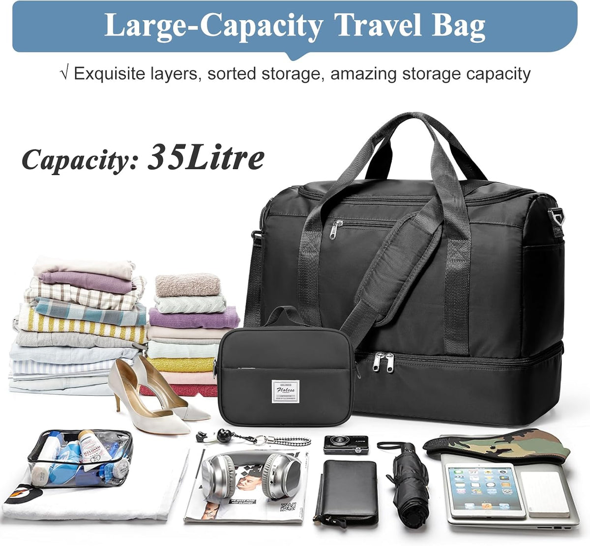 Extra Large Travel Duffle Bag, Carry-On Weekender Bags for Women Travel - Colors B