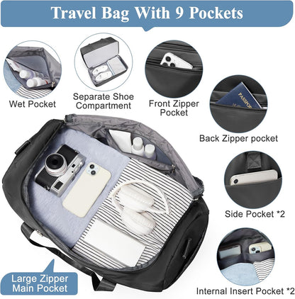 Extra Large Travel Duffle Bag, Carry-On Weekender Bags for Women Travel - Colors B