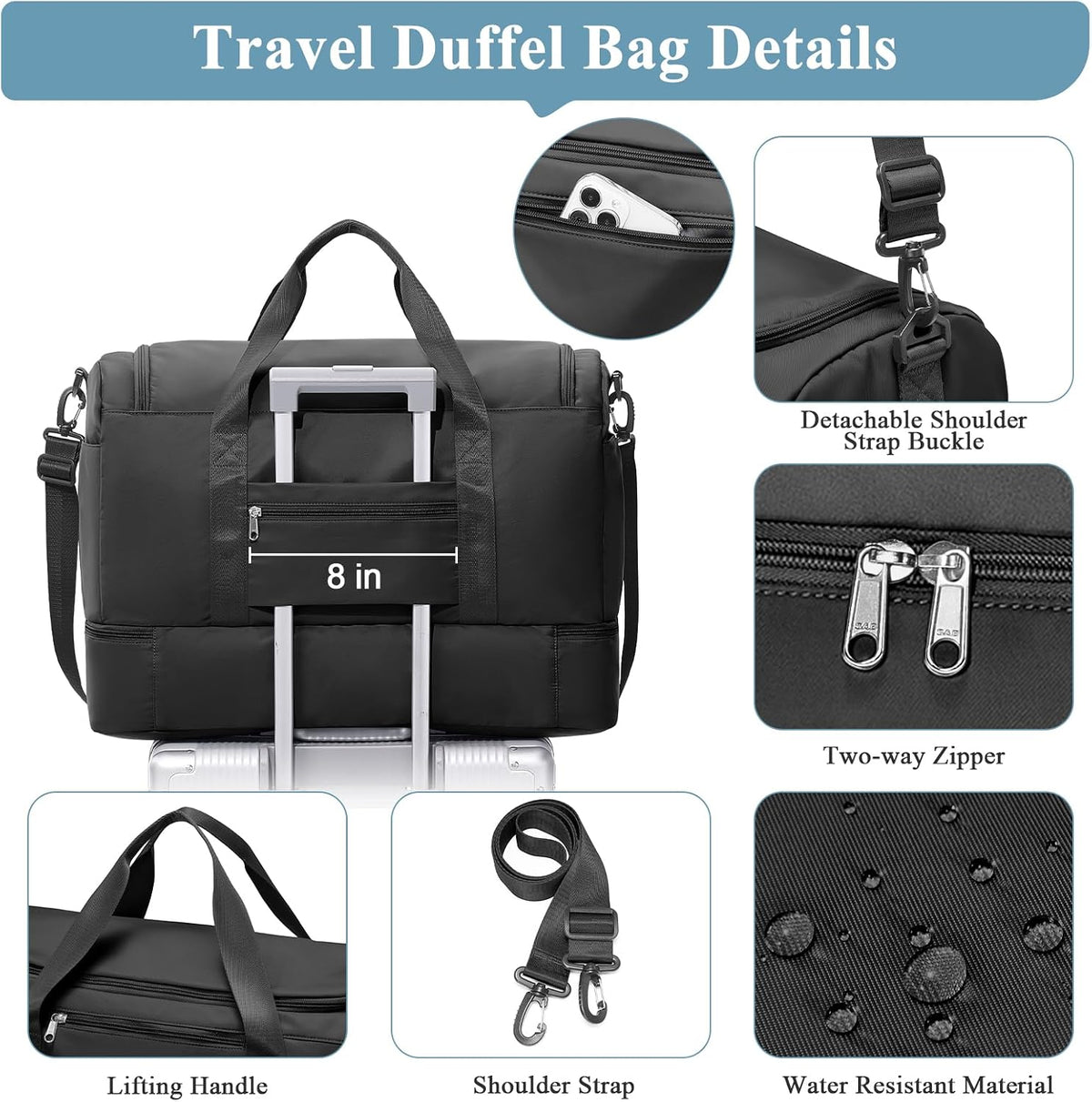 Extra Large Travel Duffle Bag, Carry-On Weekender Bags for Women Travel - Colors B