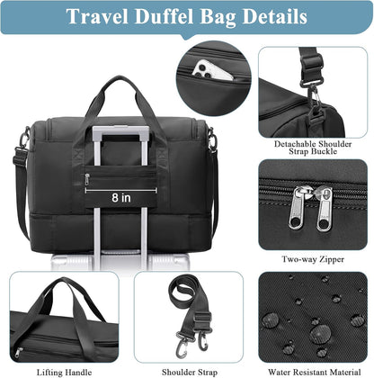 Extra Large Travel Duffle Bag, Carry-On Weekender Bags for Women Travel - Colors B