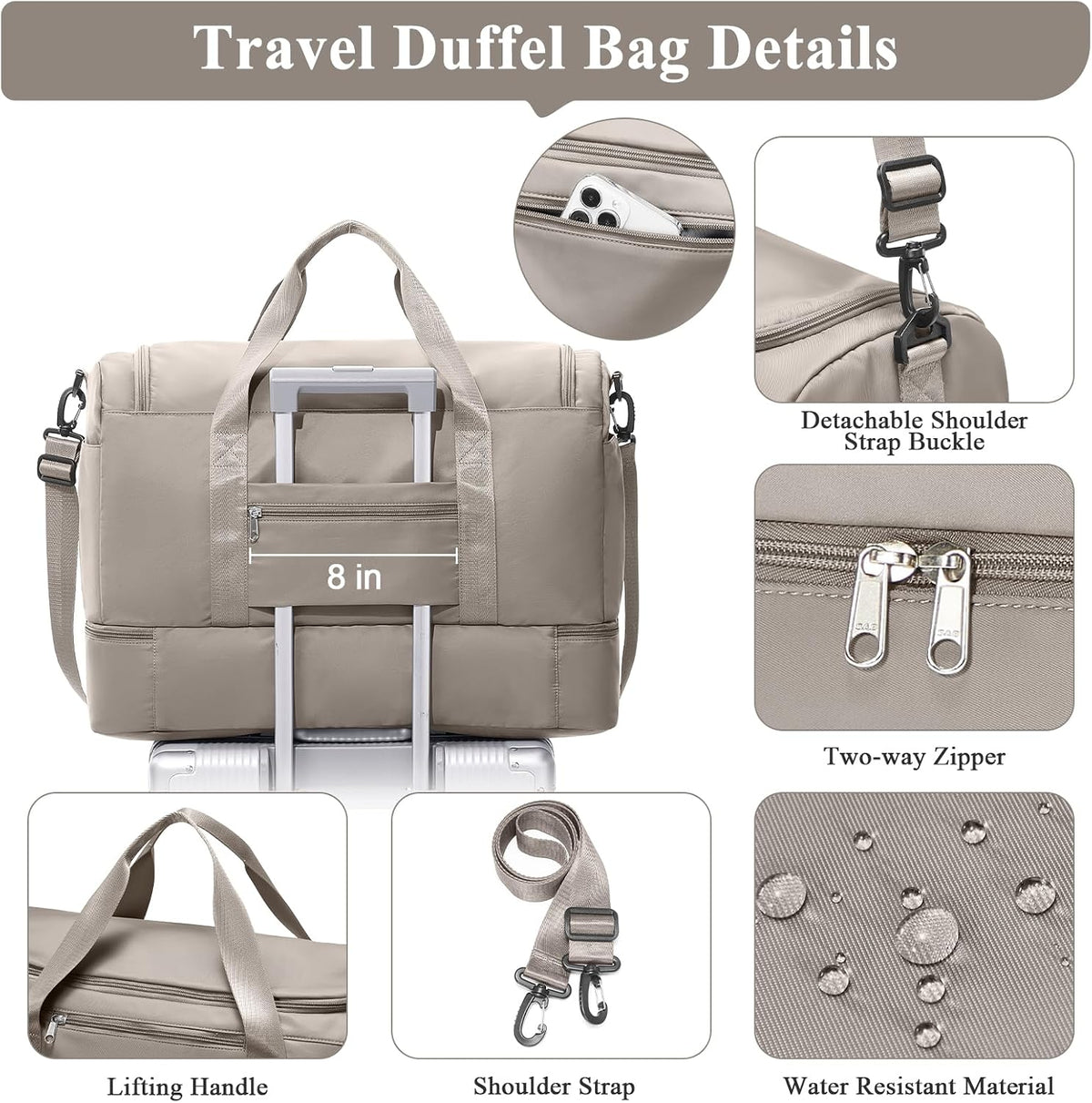 Extra Large Travel Duffle Bag, Carry-On Weekender Bags for Women Travel - Colors B