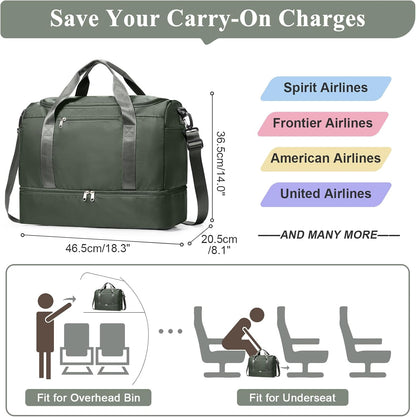 Extra Large Travel Duffle Bag, Carry-On Weekender Bags for Women Travel - Colors B