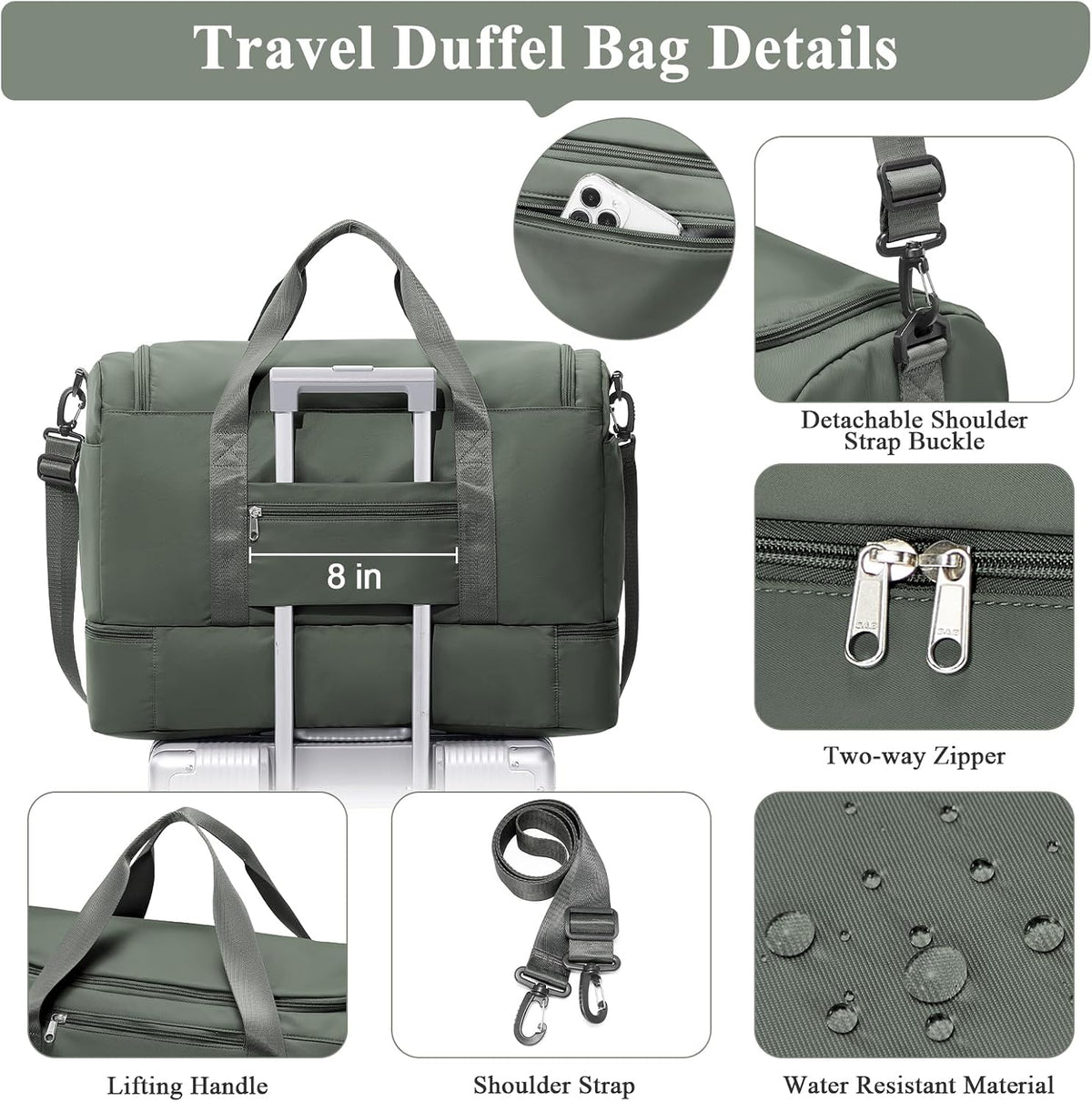 Extra Large Travel Duffle Bag, Carry-On Weekender Bags for Women Travel - Colors B