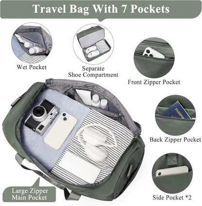 Extra Large Travel Duffle Bag, Carry-On Weekender Bags for Women Travel - Colors B