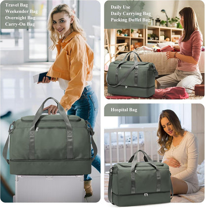 Extra Large Travel Duffle Bag, Carry-On Weekender Bags for Women Travel - Colors B