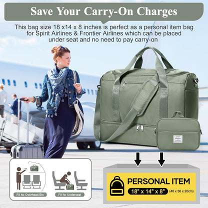 Extra Large Travel Duffle Bag, Carry-On Weekender Bags for Women Travel - Colors B
