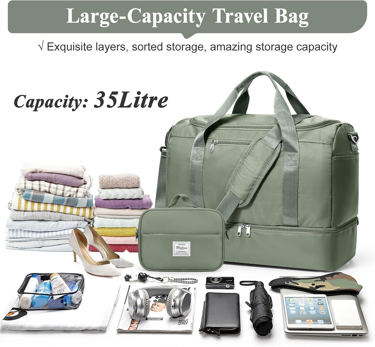 Extra Large Travel Duffle Bag, Carry-On Weekender Bags for Women Travel - Colors B