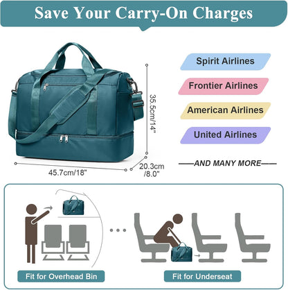 Extra Large Travel Duffle Bag, Carry-On Weekender Bags for Women Travel - Colors B