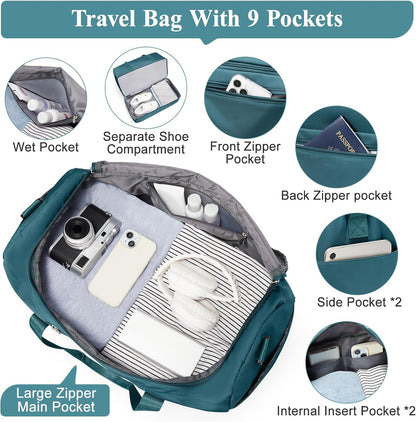 Extra Large Travel Duffle Bag, Carry-On Weekender Bags for Women Travel - Colors B