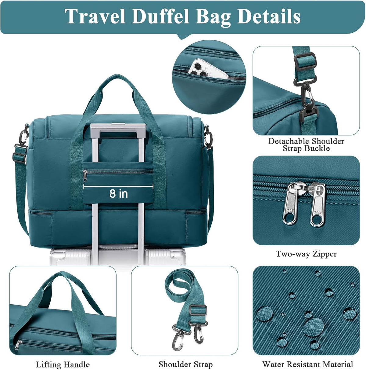 Extra Large Travel Duffle Bag, Carry-On Weekender Bags for Women Travel - Colors B