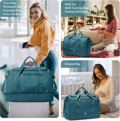 Extra Large Travel Duffle Bag, Carry-On Weekender Bags for Women Travel - Colors B