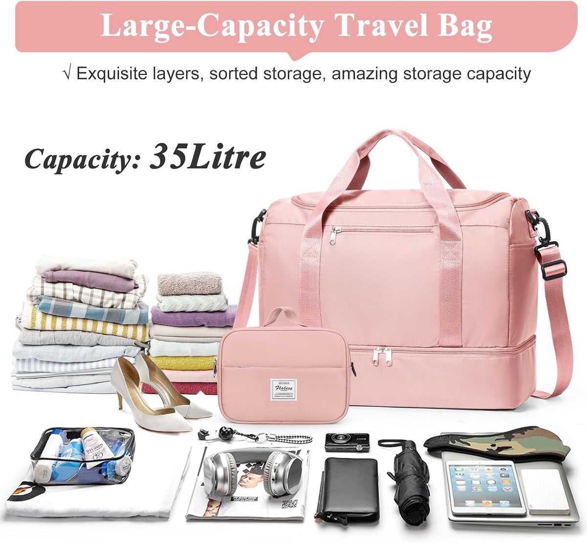 Extra Large Travel Duffle Bag, Carry-On Weekender Bags for Women Travel - Colors B