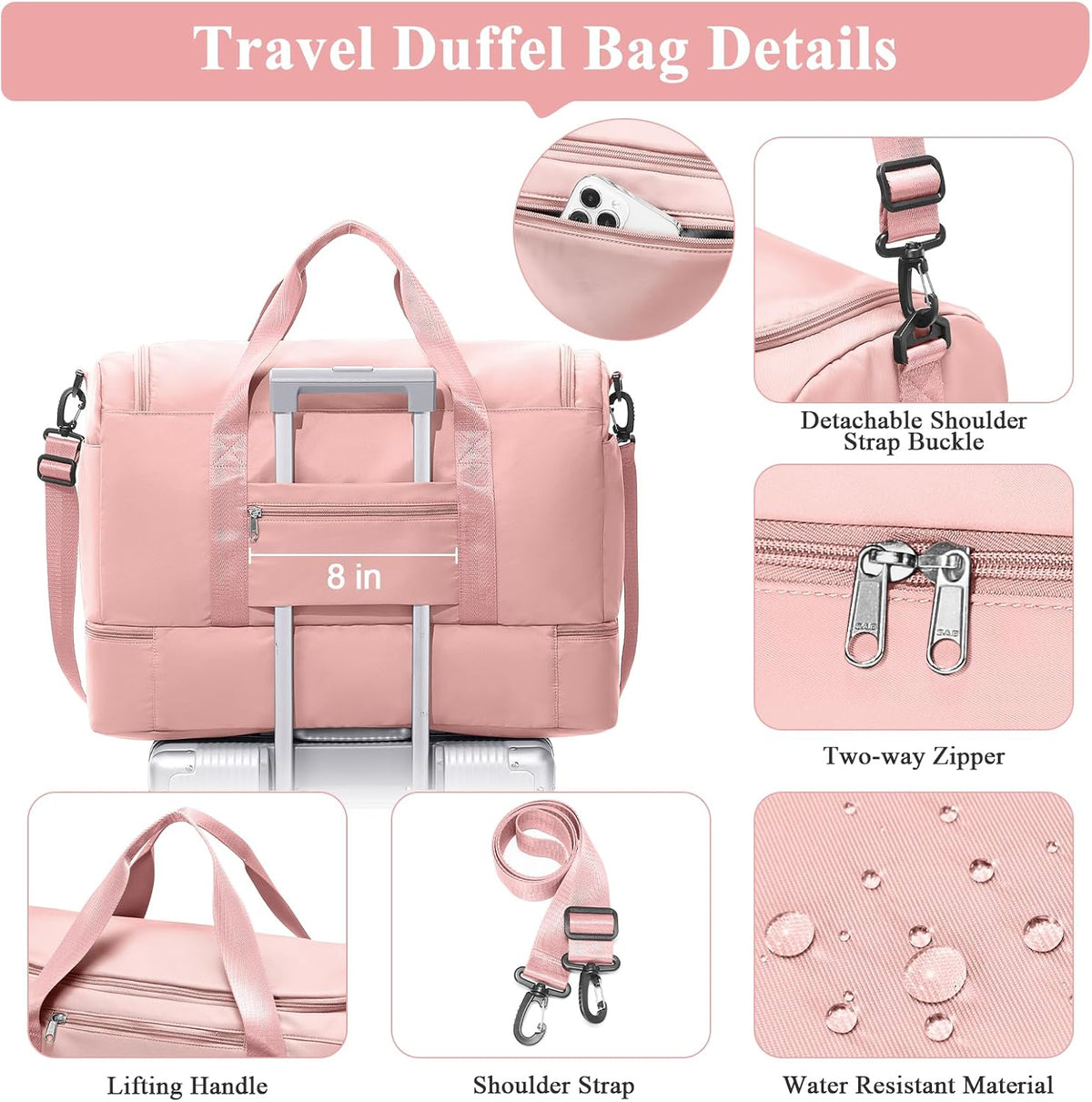 Extra Large Travel Duffle Bag, Carry-On Weekender Bags for Women Travel - Colors B