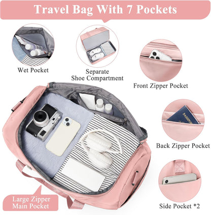 Extra Large Travel Duffle Bag, Carry-On Weekender Bags for Women Travel - Colors B