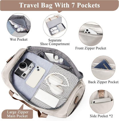 Extra Large Travel Duffle Bag, Carry-On Weekender Bags for Women Travel - Colors B