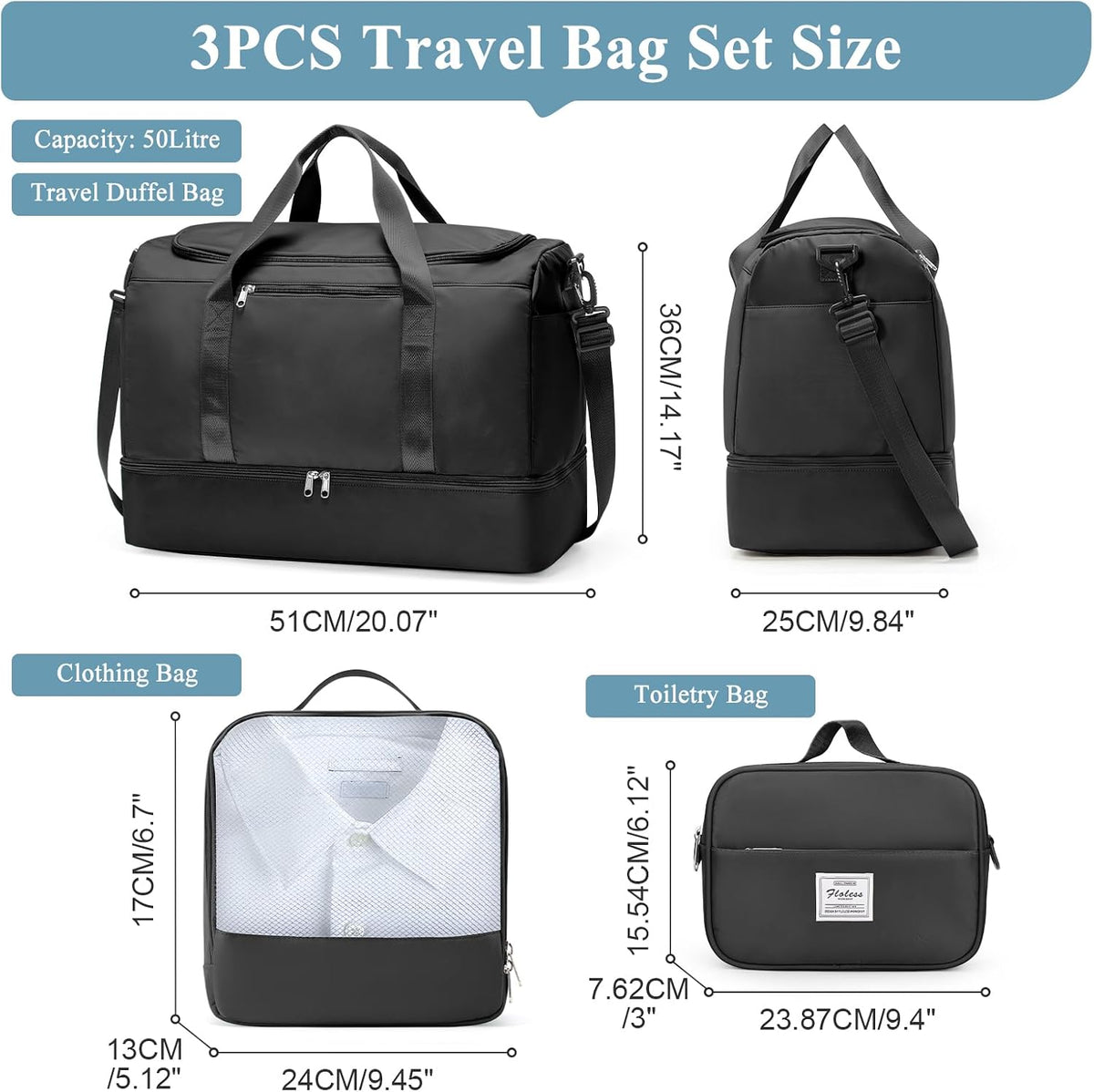 Extra Large Travel Duffle Bag, Carry-On Weekender Bags for Women Travel - Colors B