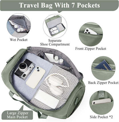 Extra Large Travel Duffle Bag, Carry-On Weekender Bags for Women Travel - Colors B