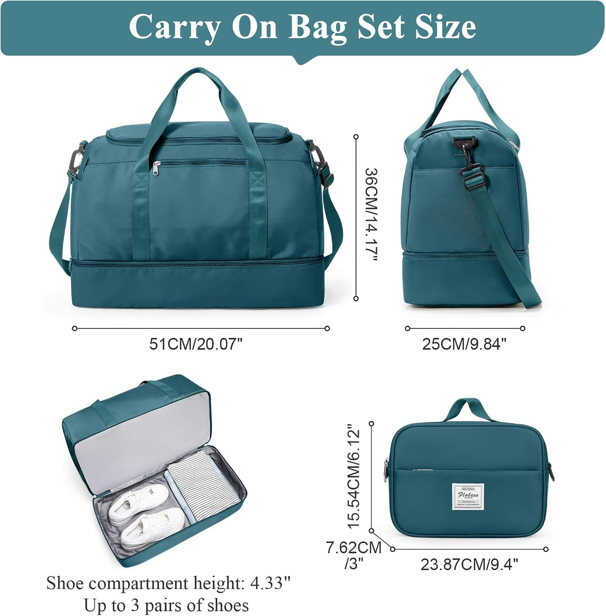 Extra Large Travel Duffle Bag, Carry-On Weekender Bags for Women Travel - Colors B