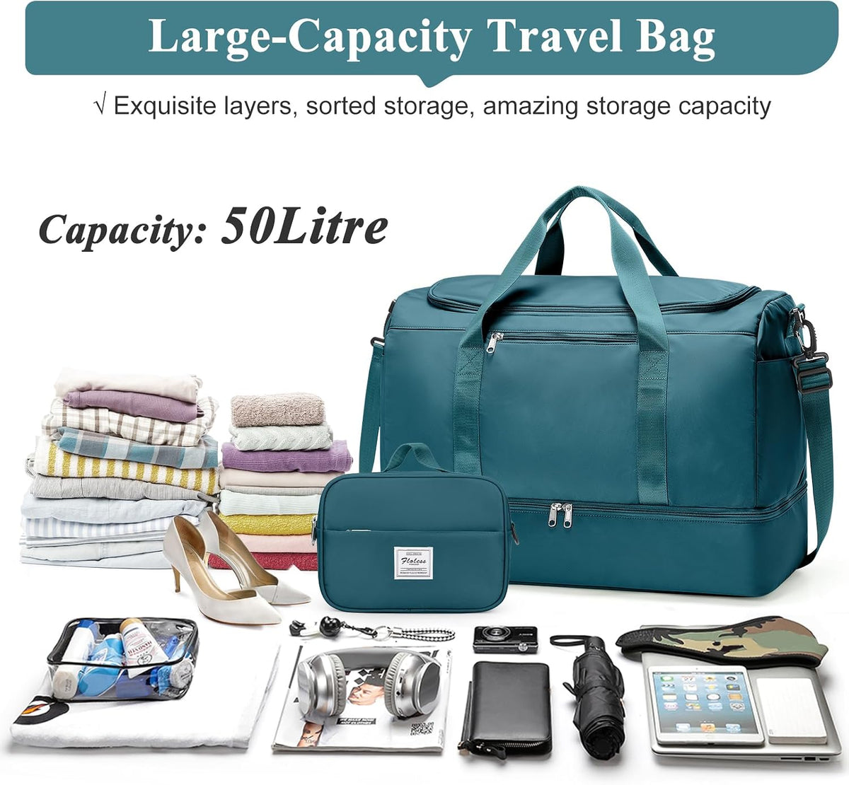 Extra Large Travel Duffle Bag, Carry-On Weekender Bags for Women Travel - Colors B