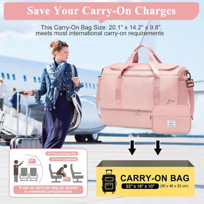 Extra Large Travel Duffle Bag, Carry-On Weekender Bags for Women Travel - Colors B