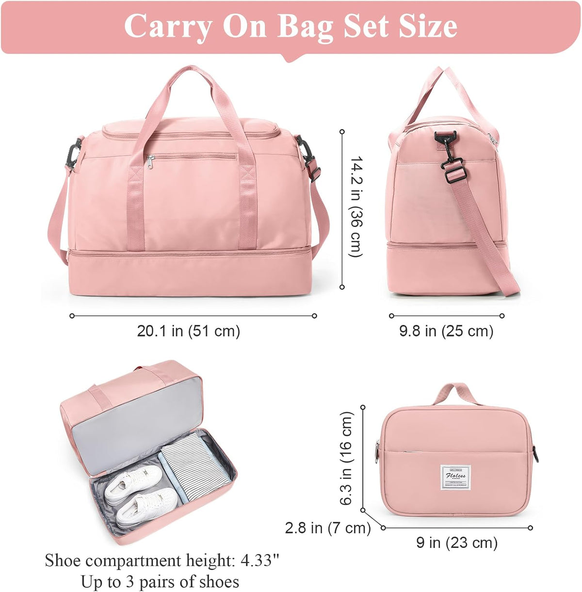 Extra Large Travel Duffle Bag, Carry-On Weekender Bags for Women Travel - Colors B