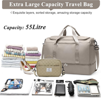 Extra Large Travel Duffle Bag, Carry-On Weekender Bags for Women Travel - Colors B