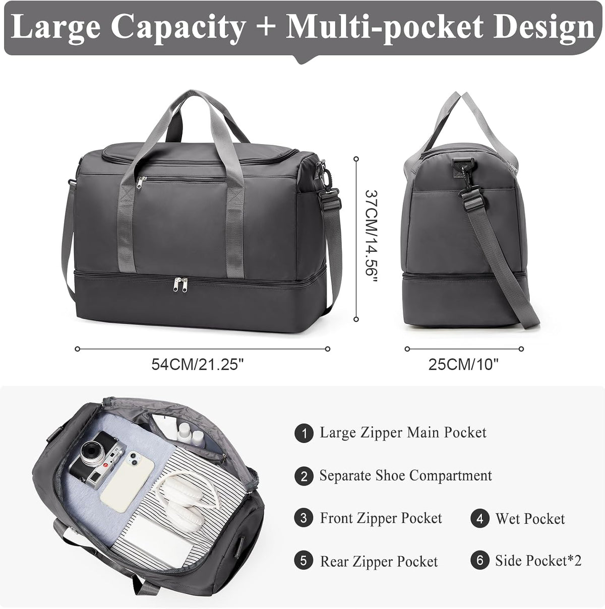 Extra Large Travel Duffle Bag, Carry-On Weekender Bags for Women Travel - Colors B