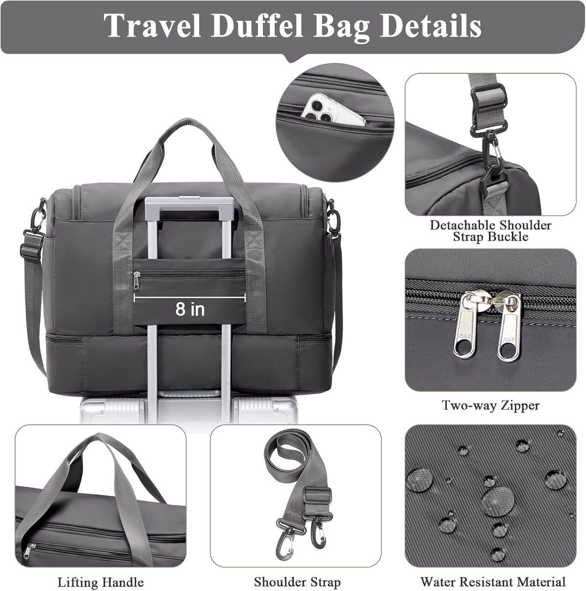 Extra Large Travel Duffle Bag, Carry-On Weekender Bags for Women Travel - Colors B