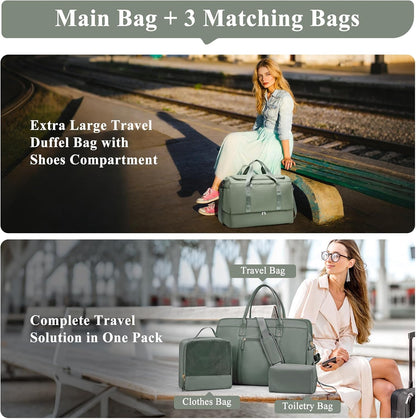Extra Large Travel Duffle Bag, Carry-On Weekender Bags for Women Travel - Colors B