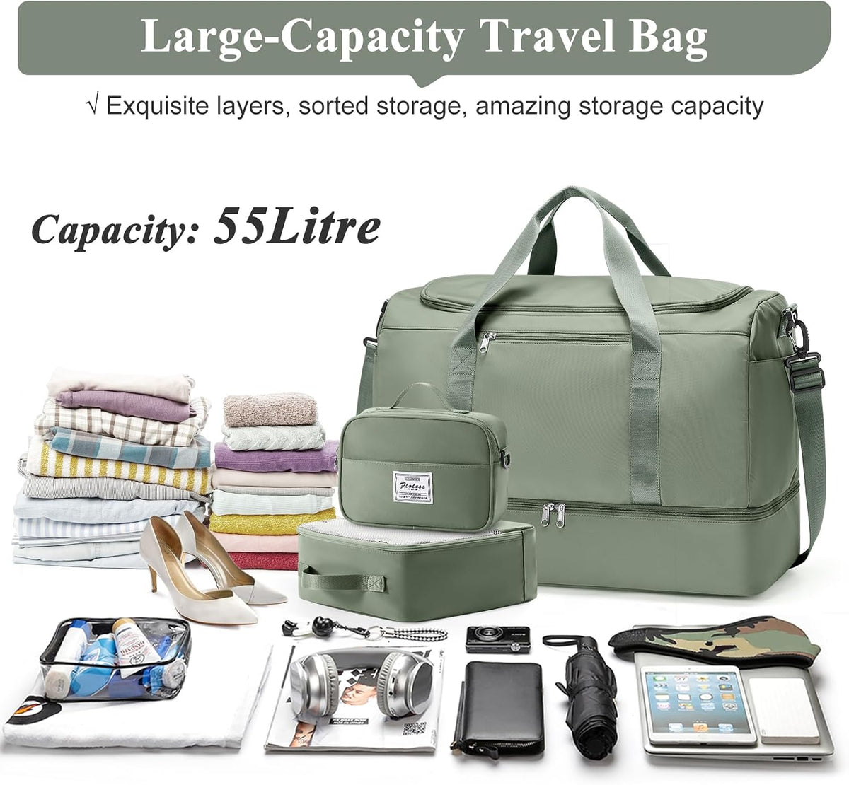 Extra Large Travel Duffle Bag, Carry-On Weekender Bags for Women Travel - Colors B