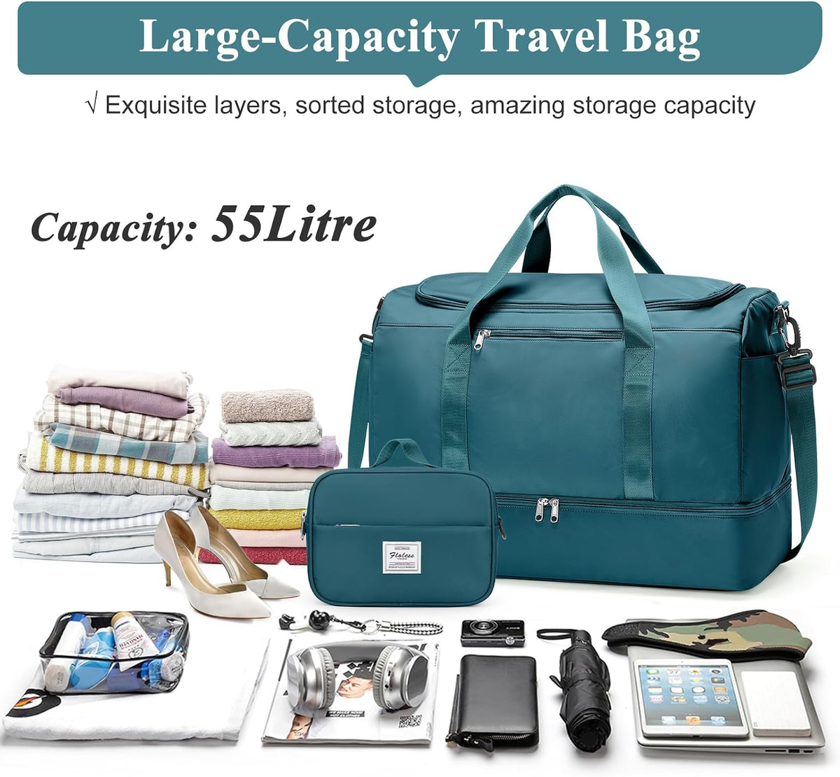 Extra Large Travel Duffle Bag, Carry-On Weekender Bags for Women Travel - Colors B