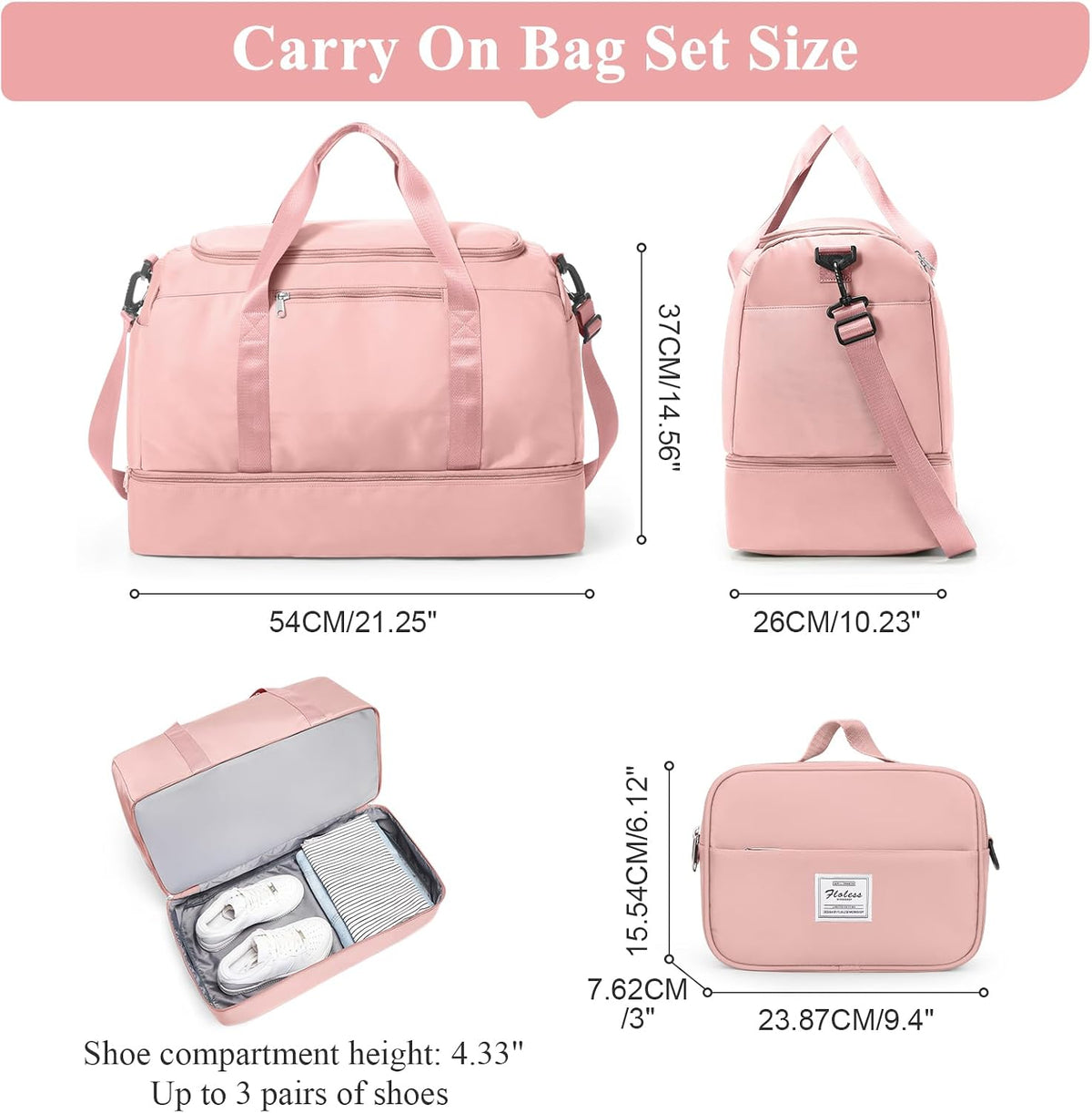 Extra Large Travel Duffle Bag, Carry-On Weekender Bags for Women Travel - Colors B