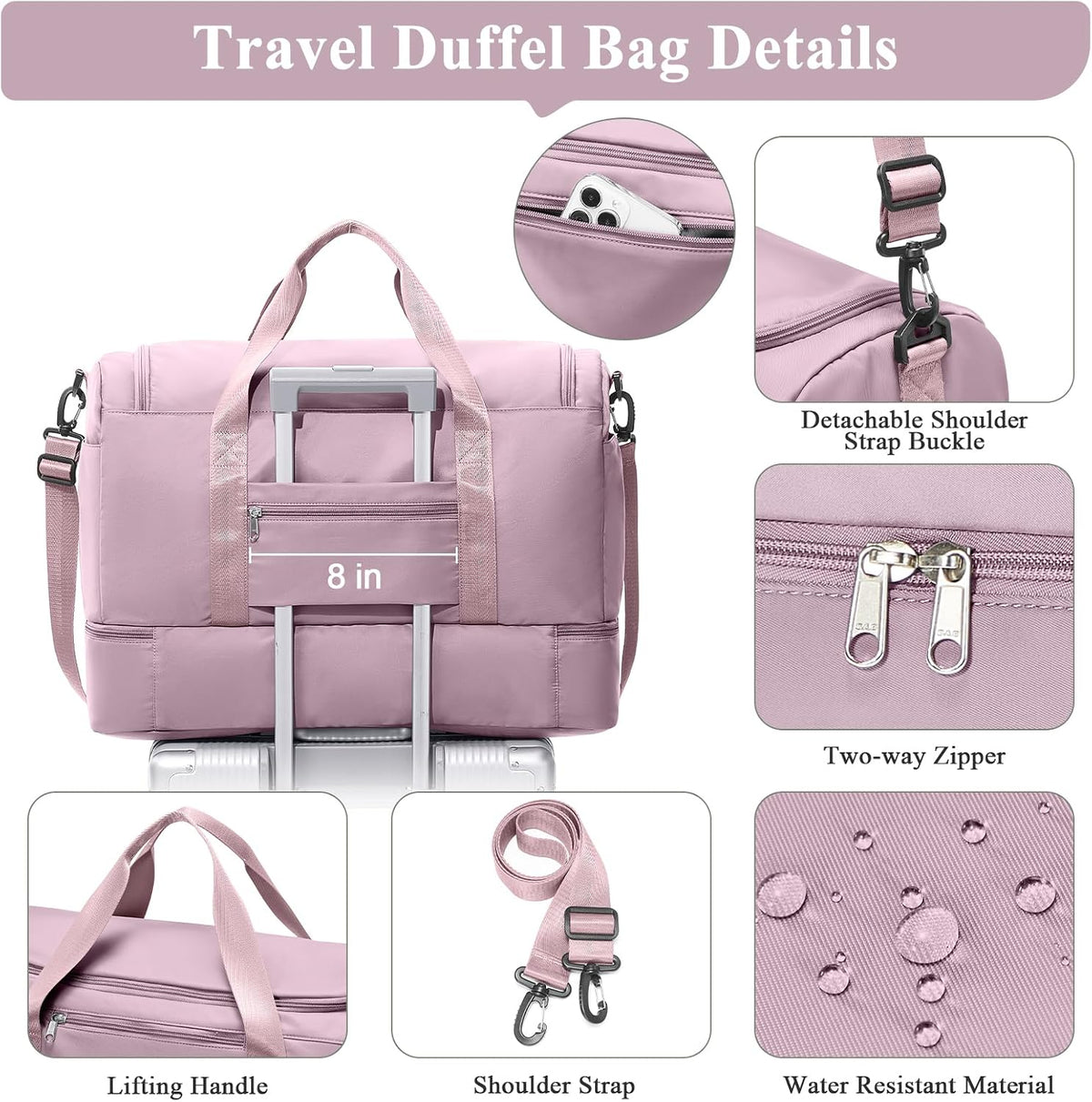 Extra Large Travel Duffle Bag, Carry-On Weekender Bags for Women Travel - Colors B