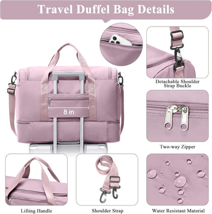 Extra Large Travel Duffle Bag, Carry-On Weekender Bags for Women Travel - Colors B