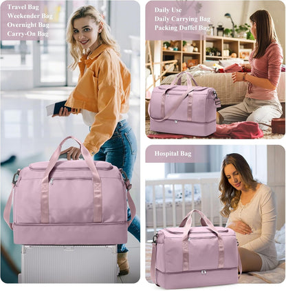 Extra Large Travel Duffle Bag, Carry-On Weekender Bags for Women Travel - Colors B