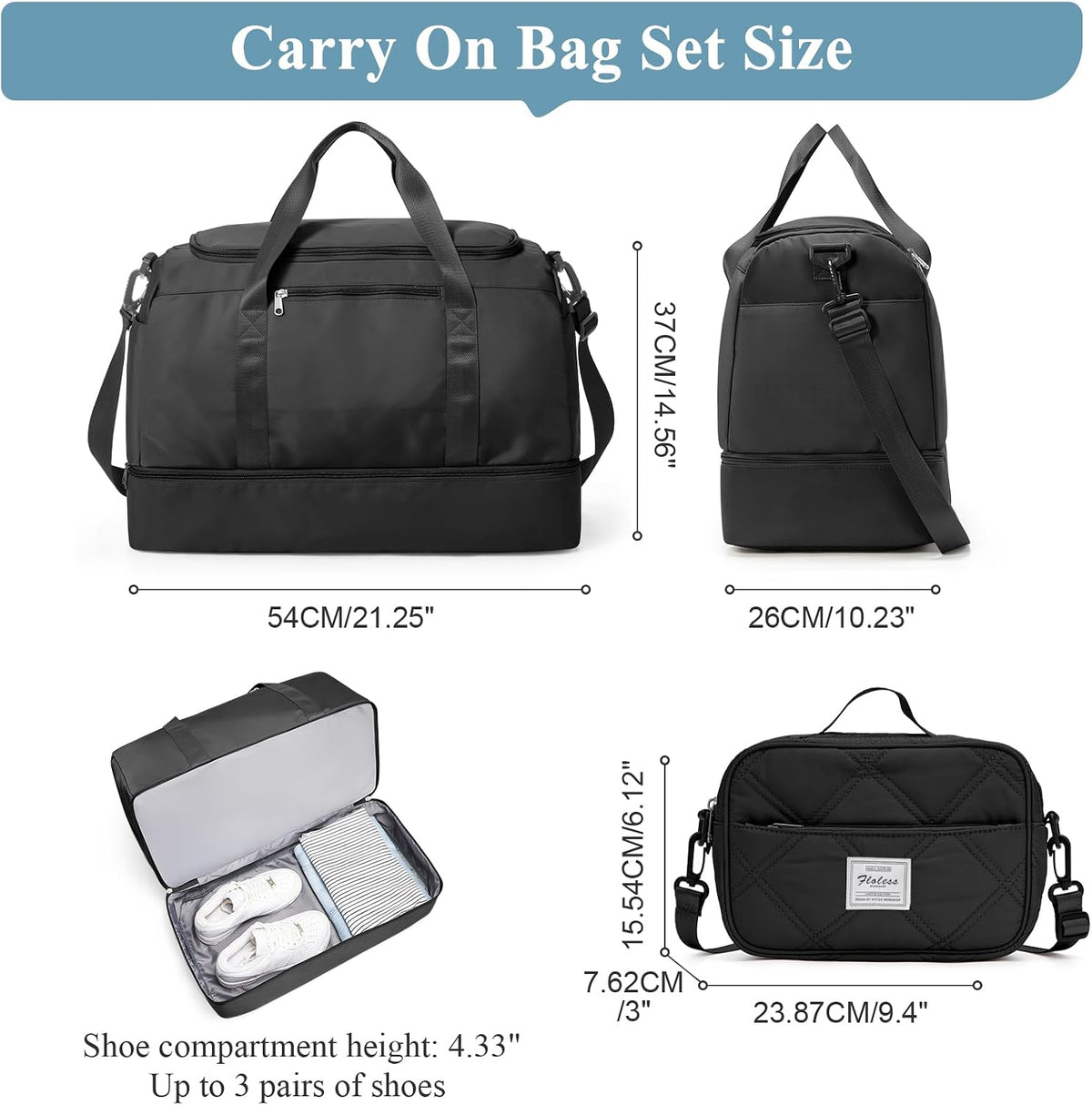 Extra Large Travel Duffle Bag, Carry-On Weekender Bags for Women Travel - Colors B