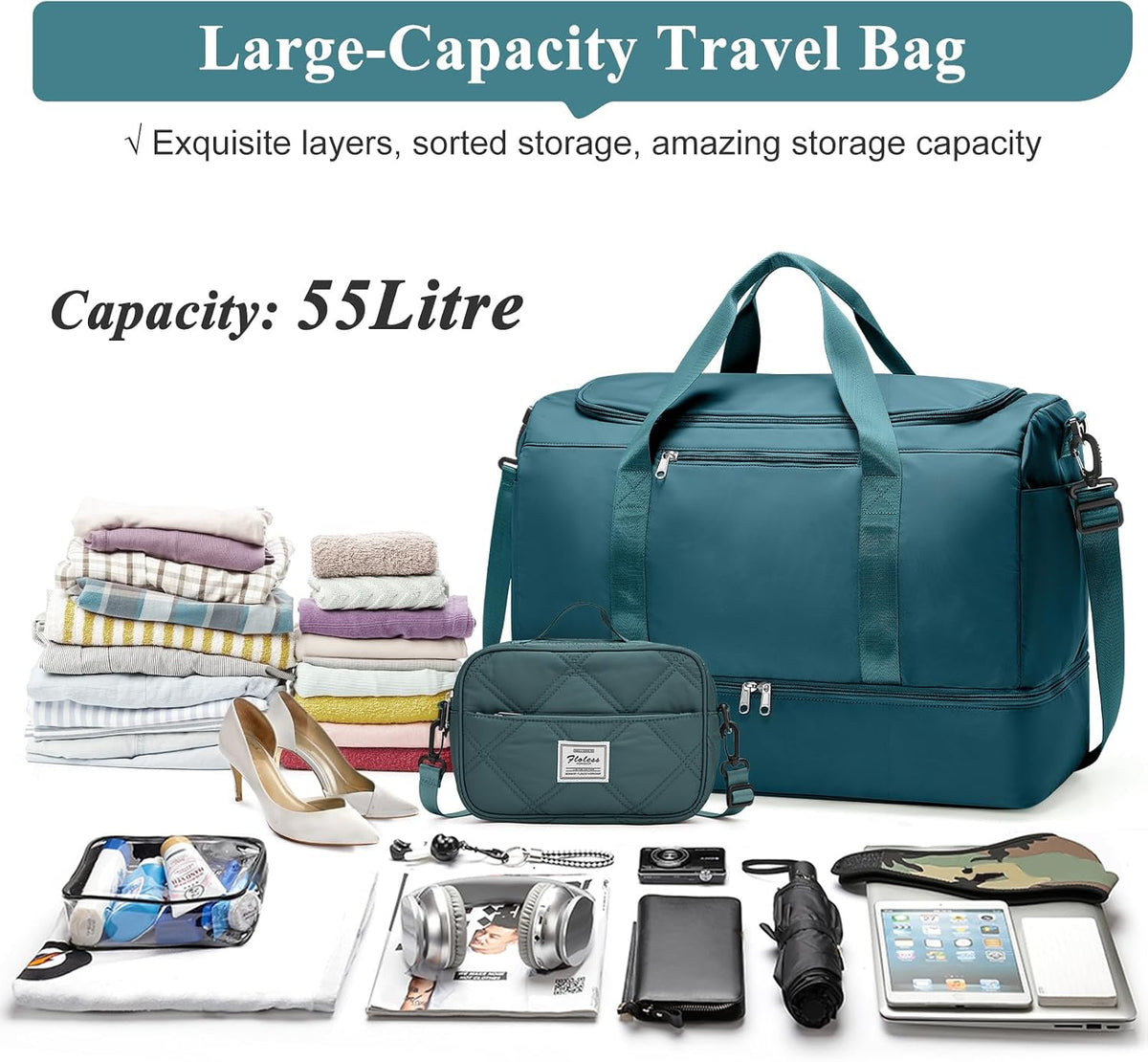 Extra Large Travel Duffle Bag, Carry-On Weekender Bags for Women Travel - Colors B