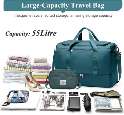 Extra Large Travel Duffle Bag, Carry-On Weekender Bags for Women Travel - Colors B