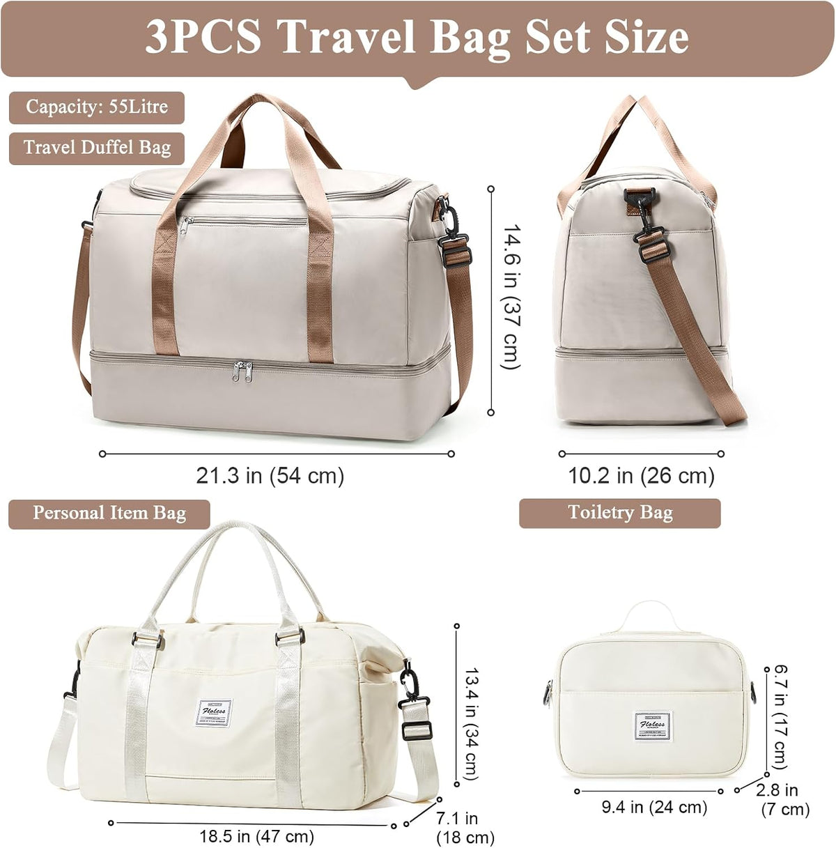 Extra Large Travel Duffle Bag, Carry-On Weekender Bags for Women Travel - Colors B