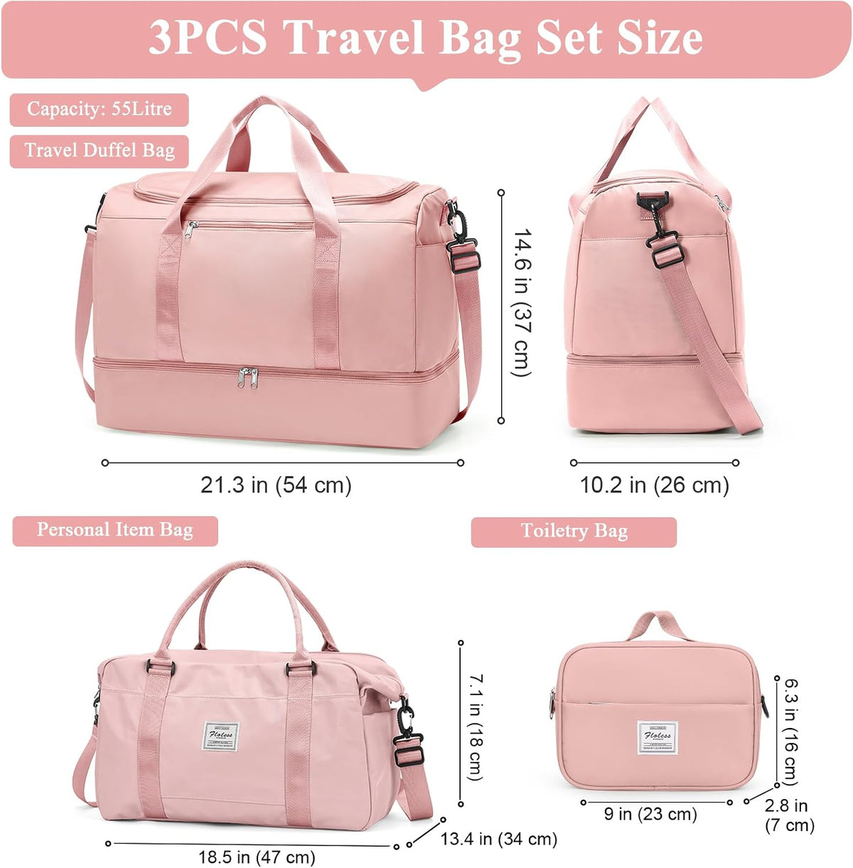 Extra Large Travel Duffle Bag, Carry-On Weekender Bags for Women Travel - Colors B