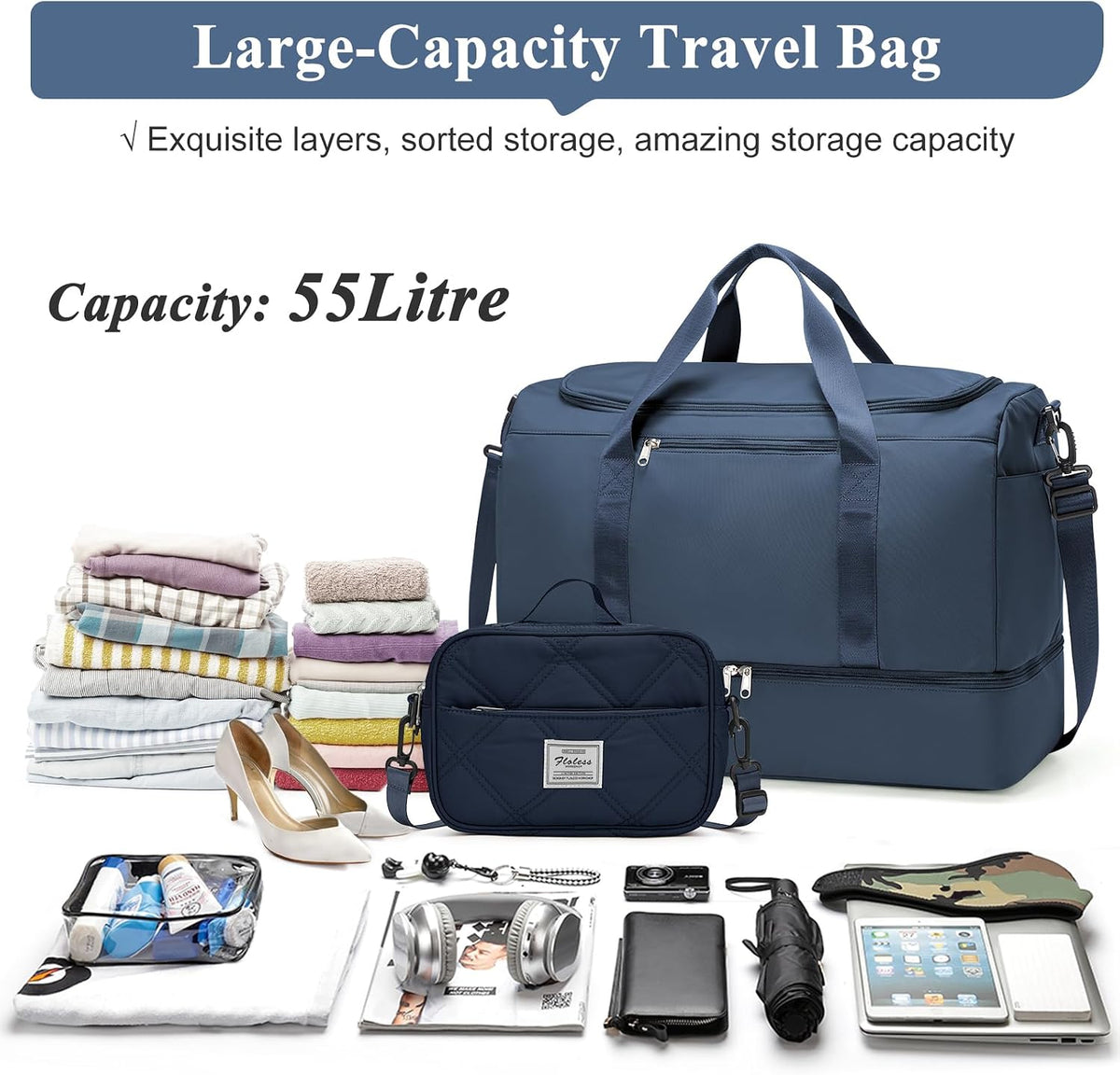 Extra Large Travel Duffle Bag, Carry-On Weekender Bags for Women Travel - Colors B