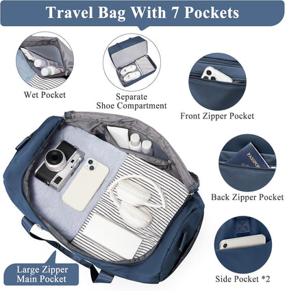 Extra Large Travel Duffle Bag, Carry-On Weekender Bags for Women Travel - Colors B