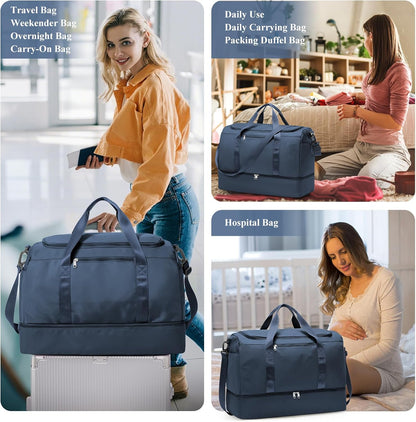 Extra Large Travel Duffle Bag, Carry-On Weekender Bags for Women Travel - Colors B