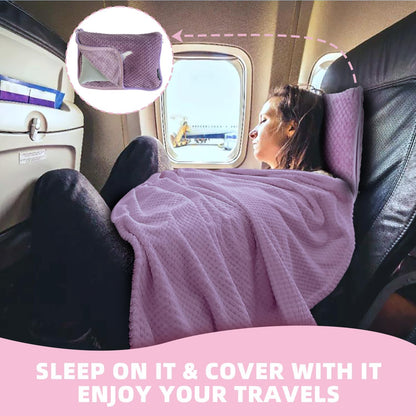 3 in 1 Travel Blanket Pillow Set - 350 GSM Thick Travel Blanket Airplane Compact with Bag, Soft Bag with a Pocket, Inflatable Travel Pillow for Camping & Car Trip(Mint Green)