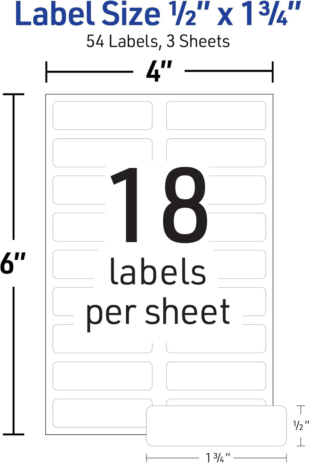 No-Iron Fabric Labels, 1/2" x 1-3/4", Washer and Dryer-Safe Waterproof Labels, Non-Printable, 54 Total (40720)