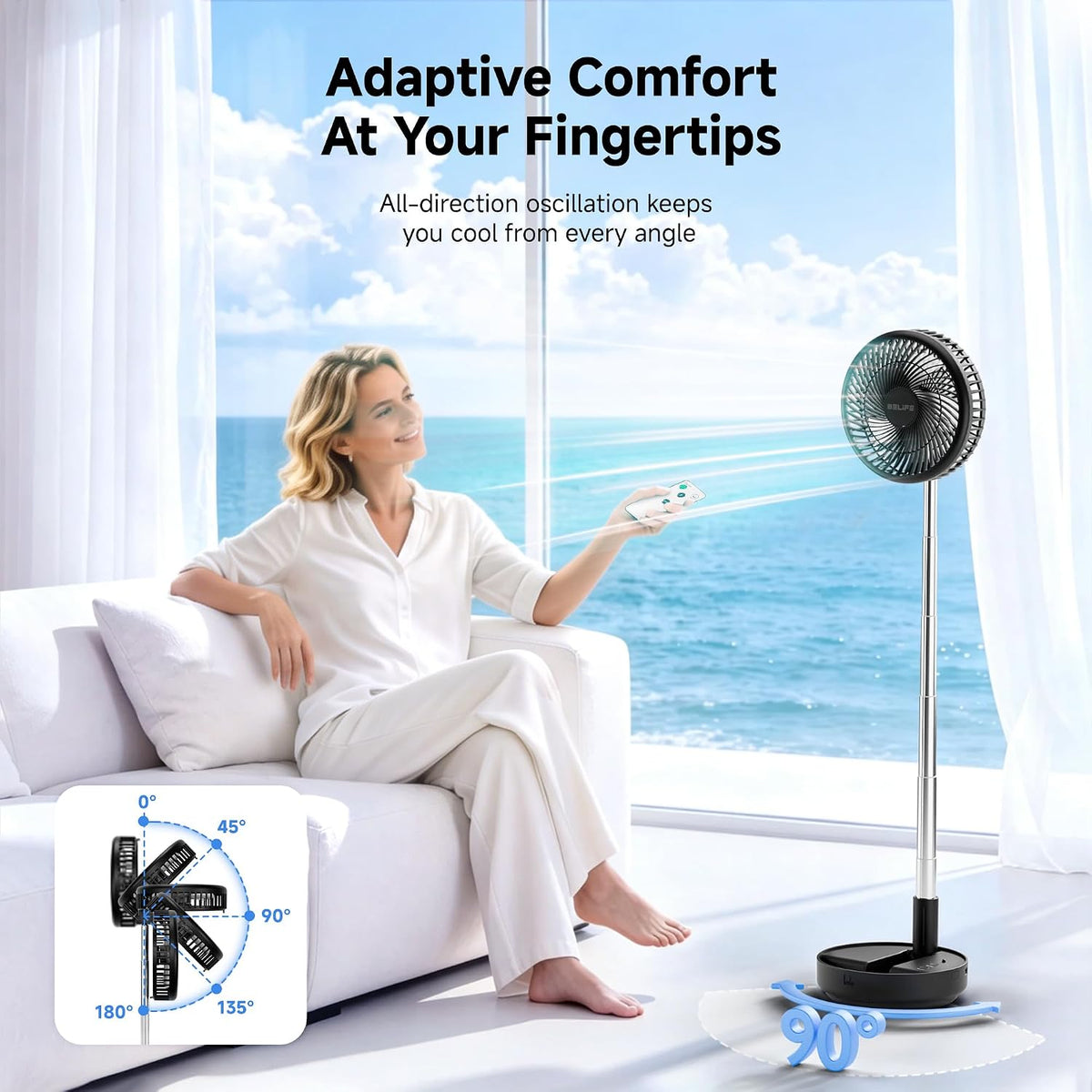 X8 Portable Oscillating Camping Fan for Travel