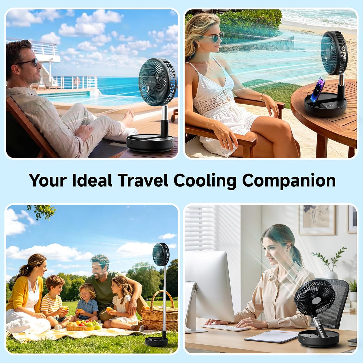 X8 Portable Oscillating Camping Fan for Travel