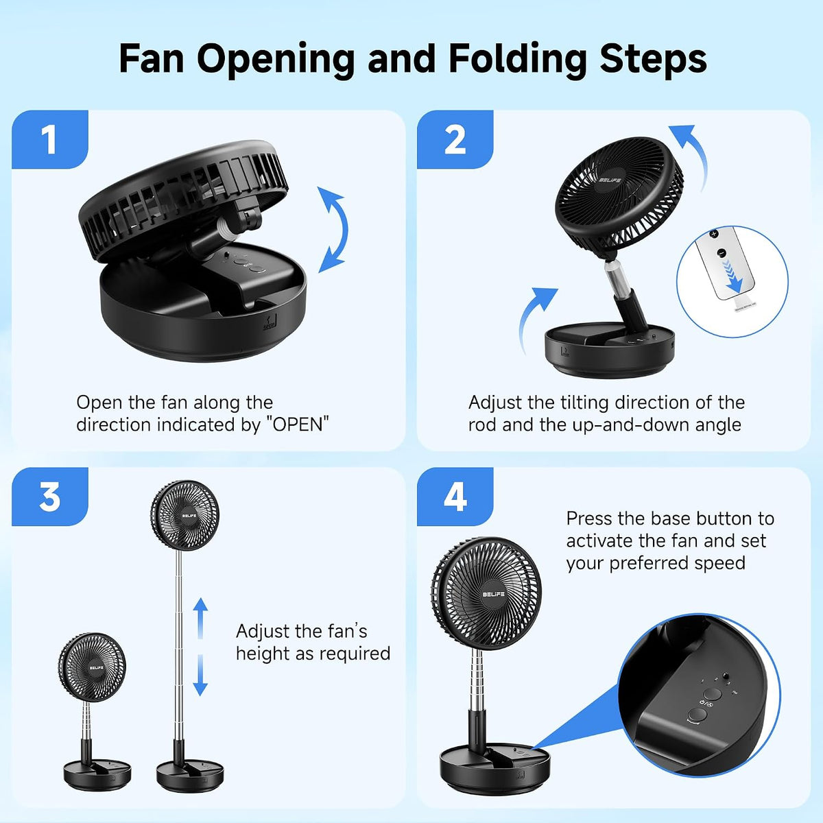 X8 Portable Oscillating Camping Fan for Travel