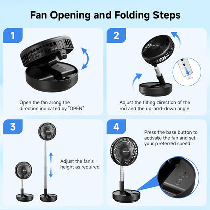 X8 Portable Oscillating Camping Fan for Travel