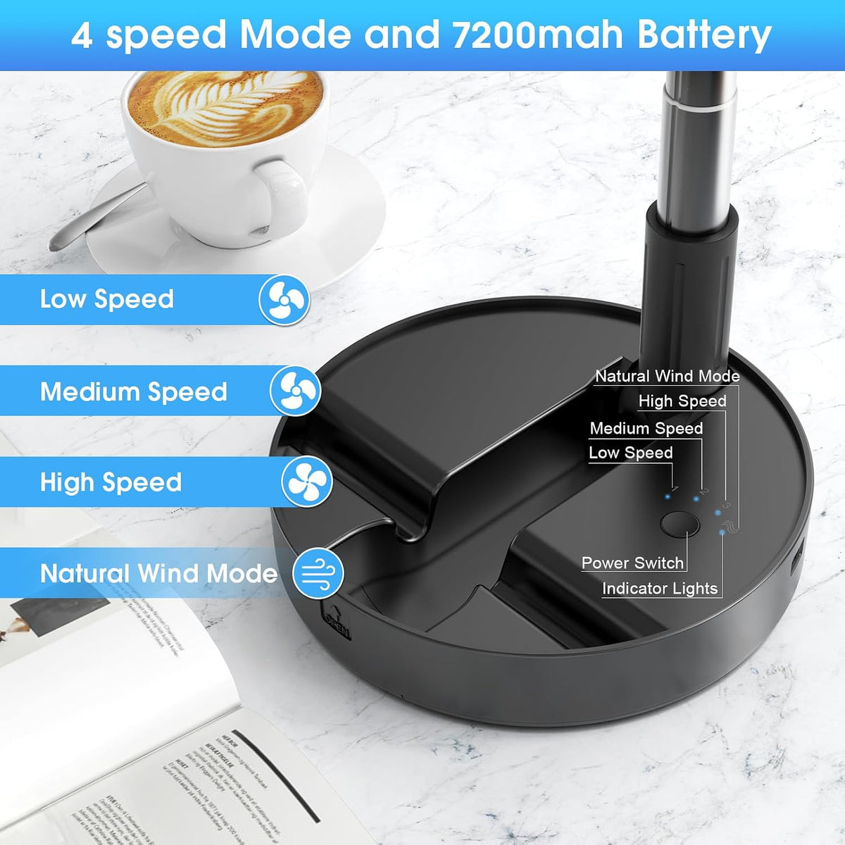 X8 Portable Oscillating Camping Fan for Travel